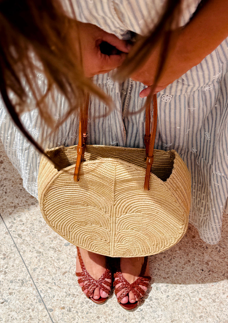 PALM SIGNATURE BASKET BAG NATURAL