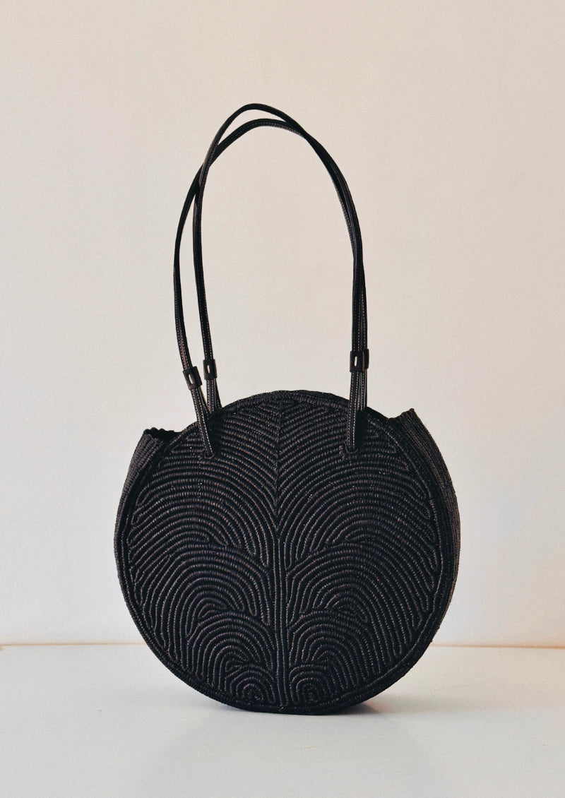 SIGNATURE PALM BASKET BAG BLACK